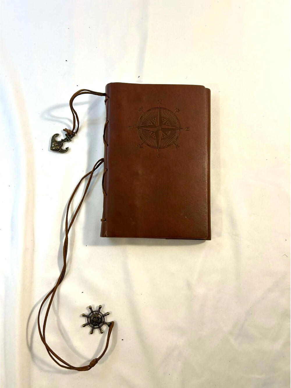 Vintage Leather Ring Binder Journal Notebook Planner w/ Charm Bookmark